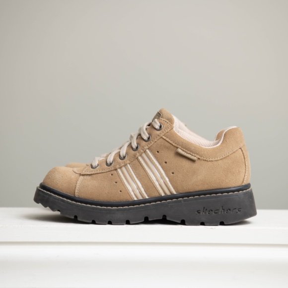 VTG Sketchers Platform Chunky Y2K 90s Grunge Suede Shoes Womens Sz 6.5 Brown Tan - Picture 4 of 8